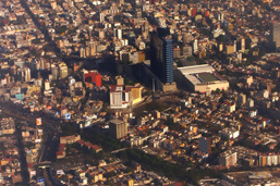 Aerial photograph of a section of Mexico City.